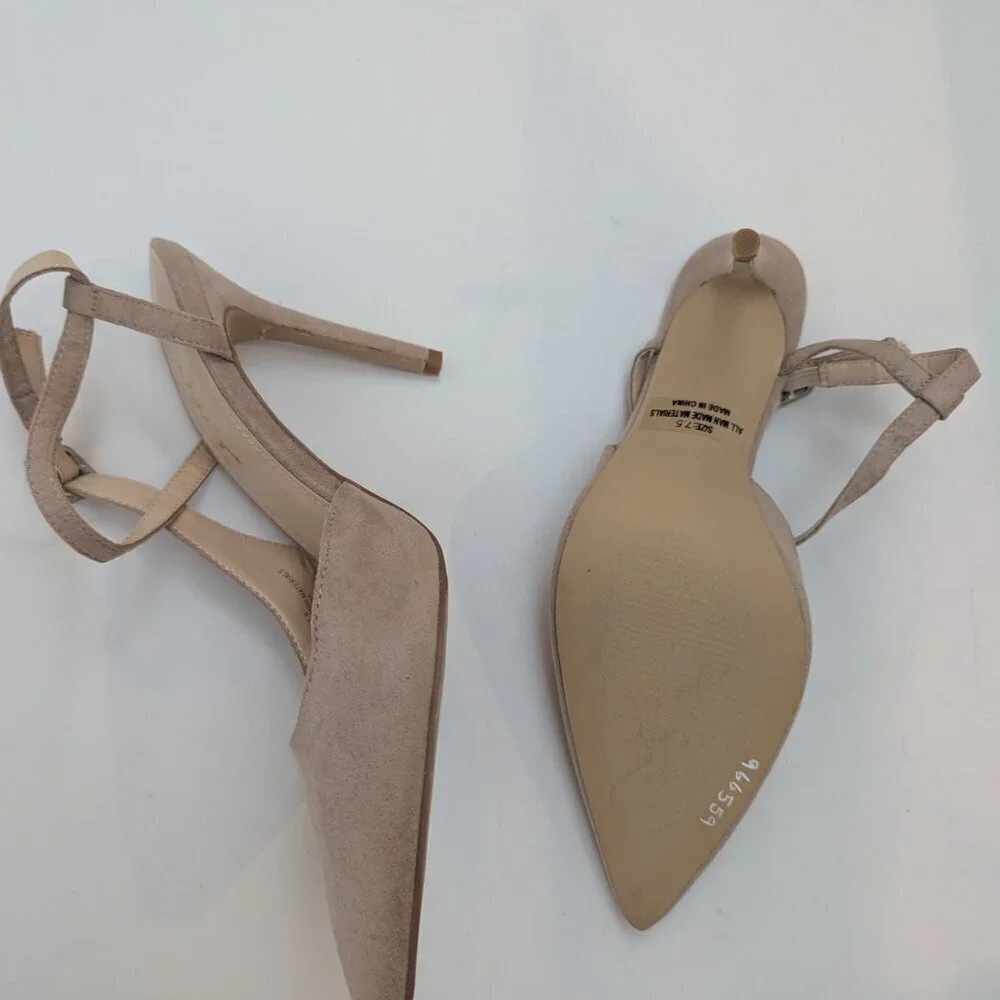 Lulus Neutral Pumps Asymmetrical Slingbacks, Sz 7.5